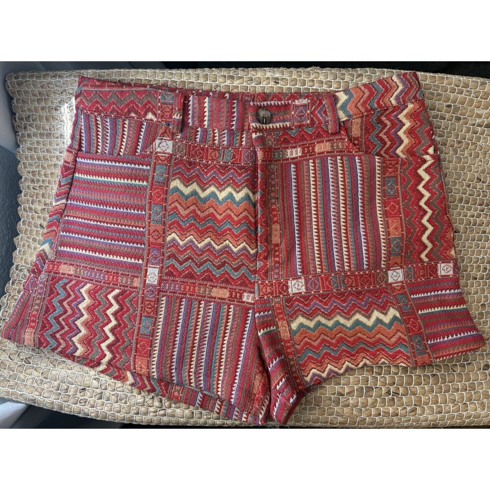 Cider 1XL Multicolor Patchwork Woven Shorts High Rise Boho Festival